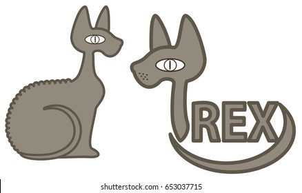 Sitting Rex Cat Icon. Can be use for logo. Vector