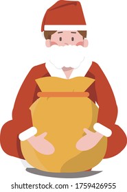 Sitting Santa Character, Gift Bag, Christmas, Midwinter, Snow, Red Clothes