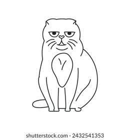 Sitting scottish fold cat color element. Cartoon cute animal.