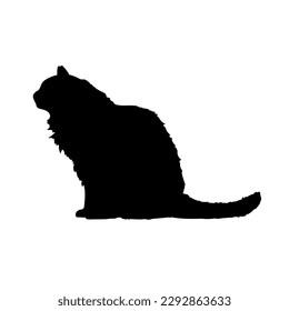 sitting side view cat silhouette, vector, cat breeds, pet, animals cat.