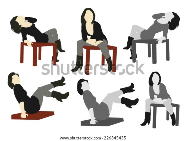 Sitting Silhouettes Stock Vector (Royalty Free) 226345435