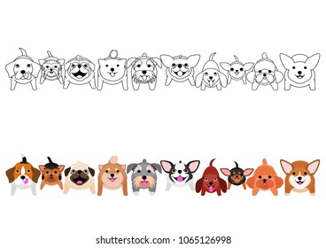 Smiling Cute Dogs Cats Border Set Stock Vector (Royalty Free ...