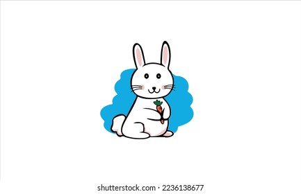 conejo de conejo sonriente sentado sosteniendo zanahoria