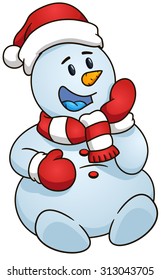 Sitting snowman; Christmas Theme; New Year Theme; Vector Illustration
