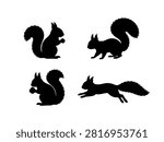 Sitting Squirrel Simple Silhouette Icon Set