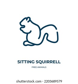 Sitting squirrell icon. Linear vector illustration from free animals collection. Outline sitting squirrell icon vector. Thin line symbol for use on web and mobile apps, logo, print media.