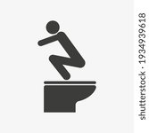 Sitting or standing on the toilet vector icon.