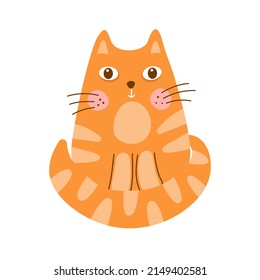 Sitting striped red cat. Cute animal