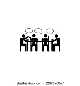 sitting talking, company icon. Element of sitting posture icon for mobile concept and web apps. Glyph talking, company icon can be used for web and mobile
