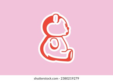 Sitting Teddy Bear Side View Sticker vector logo design. Animal nature icon design concept. Bear cartoon character sticker design logo with shadow.