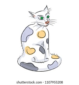 sitting tricolor cat
