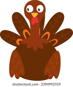 Sitting Turkey Bird Vector Illustration