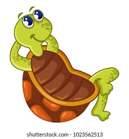 Sitting turtle icon. Cartoon illustration of sitting turtle vector icon for web