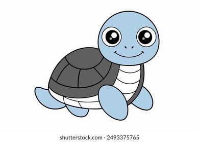  Sitting Turtle Vector Icon Illustration.
