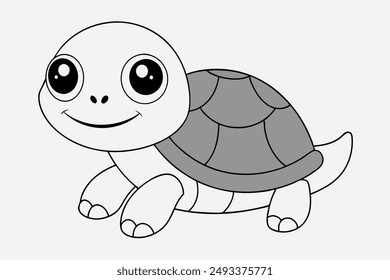  Sitting Turtle Vector Icon Illustration.