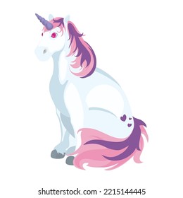 sitting unicorn design over white