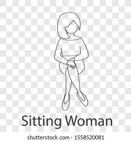 Sitting woman line concept.  Creative idea design. Flat vector illustration use for your project, brochure, template.
