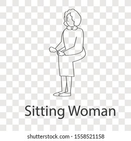 Sitting woman line concept.  Creative idea design. Flat vector illustration use for your project, brochure, template.