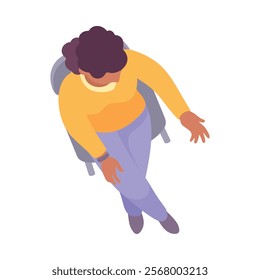 Sitting Woman Office Worker on Chair Above View Vector Illustration