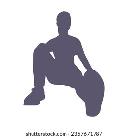 Sitting woman. Sport girl illustration. Young woman silhouette