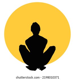Sitting woman vector design isolated on yellow and white background.