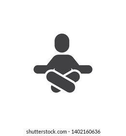 Sitting yoga position vector icon. filled flat sign for mobile concept and web design. Relaxation and meditation position glyph icon. Symbol, logo illustration. Pixel perfect vector graphics