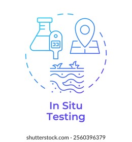 In situ testing blue gradient concept icon. Real time data on soil behavior. Geotechnical exploration. Round shape line illustration. Abstract idea. Graphic design. Easy to use in article