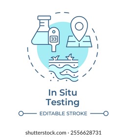 In situ testing soft blue concept icon. Real time data on soil behavior. Geotechnical exploration technique. Round shape line illustration. Abstract idea. Graphic design. Easy to use in article