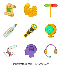 Situation icons set. Cartoon set of 9 situation vector icons for web isolated on white background