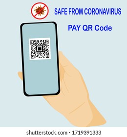 Situation of QR Code instead cash by  money.vector illustration