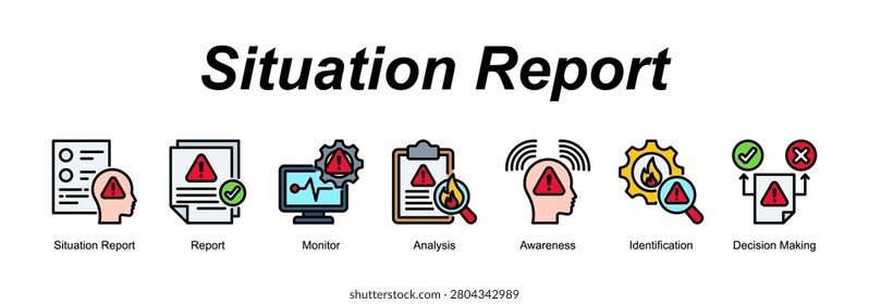 Situation Report banner web icon vector illustration concept with an icon of medical with icon of Thermometer, Sugar Blood Level, Sphygmomanometer, Body Scale, Electrocardiog.