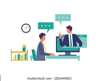 Situation of telecommuting work in the new normal lifestyles. Flat design vector illustration of teleworking people. Concept for teleworking.