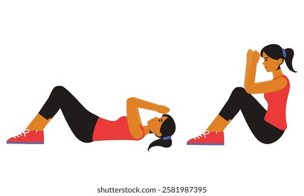 Sit-Up Exercise, a classic bodyweight movement designed to strengthen the abdominal muscles and improve core stability. The exercise involves lying on the back with knees bent, then lifting the upper 