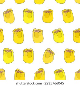 Siu mai dim sum seamless pattern vector illustration isolated on white background. Traditional Chinese food. Shumai steamed dumplings. Simple flat cartoon style