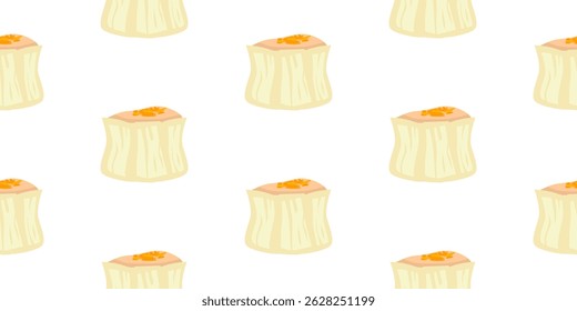 Siu Mai (Shumai) Chinese dumplings illustration pattern background. dumpling pattern background. Dim sum pattern background. Masala Momos illustration.