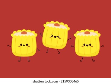 Siu Mai (Shumai) – Chinese steamed dumplings. Siu Mai is Chinese food. cartoon vector.