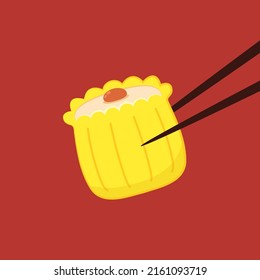 Siu Mai (Shumai) – Chinese steamed dumplings. Siu Mai is Chinese food. cartoon vector.