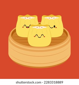 Siu Mai (Shumai) – Chinese steamed dumplings. Siu Mai is Chinese food. cartoon vector.