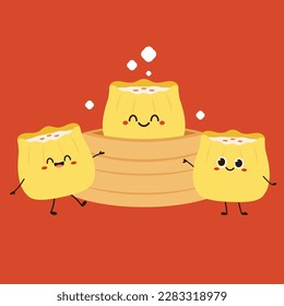 Siu Mai (Shumai) – Chinese steamed dumplings. Siu Mai is Chinese food. cartoon vector.