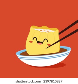 Siu Mai (Shumai) – Chinese steamed dumplings. Siu Mai is Chinese food. cartoon vector.