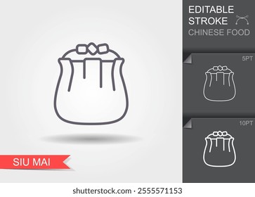 Siu Mai or Shumai, Chinese steamed dumplings. Siu Mai is Chinese food. Line icon with editable stroke