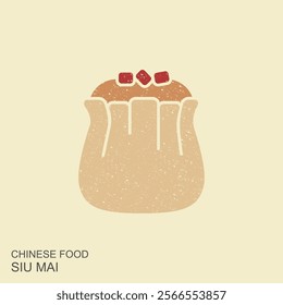 Siu Mai or Shumai, Chinese steamed dumplings. Siu Mai is Chinese food. Flat vector icon in retro style