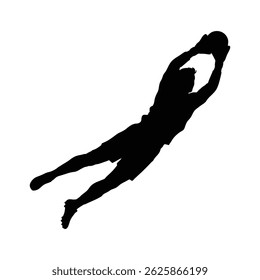 The siulet vector of a goalkeeper catching the ball during a match