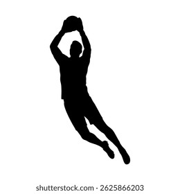 The siulet vector of a goalkeeper catching the ball during a match