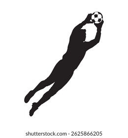 The siulet vector of a goalkeeper catching the ball during a match