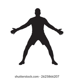 The siulet vector of a goalkeeper catching the ball during a match
