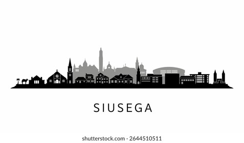 Siusega Samoa Skyline Black Silhouette.