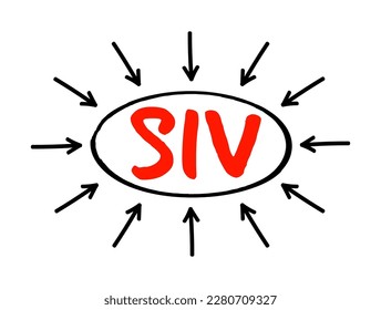 SIV Structured Investment Vehicle - non-bank financial institution established to earn a credit spread, acronym text concept with arrows