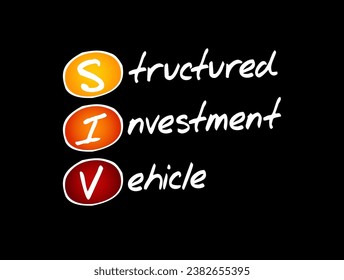 SIV Structured Investment Vehicle - non-bank financial institution established to earn a credit spread, acronym text concept background