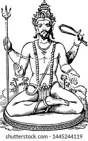 Siva vintage engraved illustration drawing. 